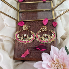 Vriksham Premium AD Stone Designer Bridal Earrings-Red Green & White-G7470