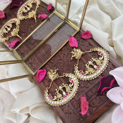 Vriksham Premium AD Stone Designer Bridal Earrings-Red White-G18221