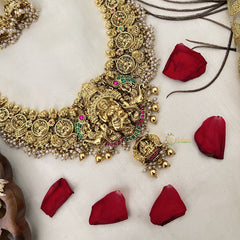 Vriksham Lakshmi Temple Heritage With Rounded Design Haram-Pearl-G19136