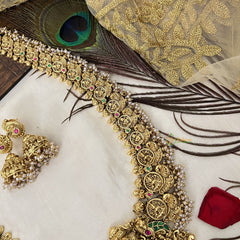 Vriksham Lakshmi Temple Heritage With Rounded Design Haram-Pearl-G19136