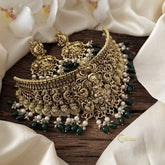 Vriksham Antique Lakshmi High Neck Choker-Green Bead-G15809