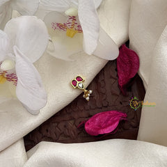 Vriksham Exquisite Jadau Kundan Nath-Red White-Pearls-J3028