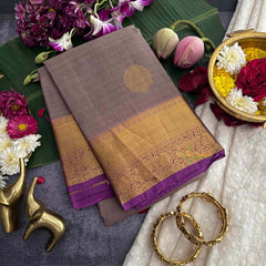 Vriksham Faded Purple With Purple Gold Zari Korvai Pure Silk Saree-VS4986