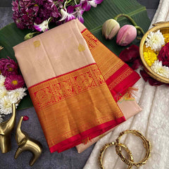 Vriksham Golden & Red Border With Golden Zari Border Pure Silk Saree-VS4991