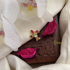 Vriksham Antique Red Jadau Kundan Nath-Pearls-J3006