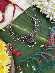 Vriksham Traditional Antique Black Polish Kemp Short Neckpiece-G17943