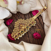 Vriksham Elegant Peacock Feather Gold Touch Style With Pearls Hair Clip-Red Green-G21487