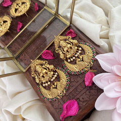 Vriksham Lakshmi Stud Peacock Chandbali Dangler-Red Green-G5079