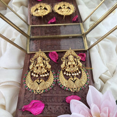 Vriksham Lakshmi Stud Peacock Chandbali Dangler-Red Green-G5079