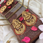 Vriksham Lakshmi Stud Peacock Chandbali Dangler-Coral-G5084