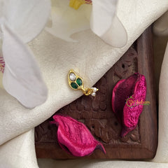 Vriksham Unique Maanga Style Green Jadau Kundan Nath-Pearls-J3009