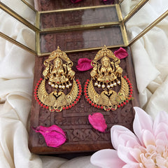 Vriksham Lakshmi Stud Peacock Chandbali Dangler-Coral-G5084