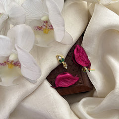 Vriksham Unique Maanga Style Green Jadau Kundan Nath-Pearls-J3010