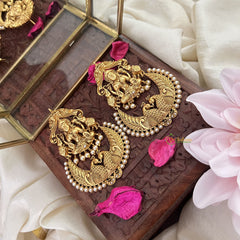 Vriksham Lakshmi Stud Peacock Chandbali Dangler-White-G5083