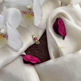 Vriksham Unique Maanga Style Red Jadau Kundan Nath-Pearls-J3008