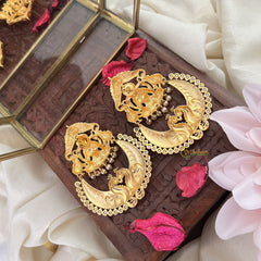 Vriksham Lakshmi Stud Peacock Chandbali Dangler-White-G5083