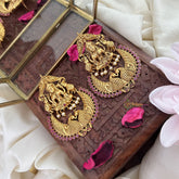 Vriksham Lakshmi Stud Peacock Chandbali Dangler-Maroon Red-G5082