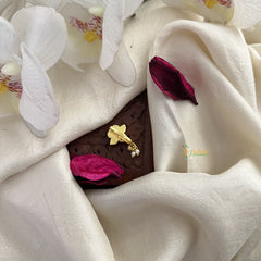 Vriksham Floral Kundan Nath-White Red -Pearls-J3042