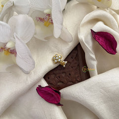 Vriksham Floral Jadau Kundan Nath-White-Pearls-J3026