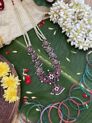 Vriksham Exquisite Layered Black Polish Kemp Dual Peacock Pendant Haram-G17946