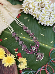 Vriksham Exquisite Layered Black Polish Kemp Dual Peacock Pendant Haram-G17946