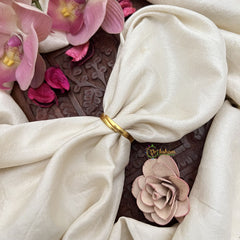 Vriksham Exquisite Jadau Kundan Half Moon With Floral Finger Ring-White Red & Green-J3406