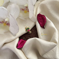 Vriksham Designer Kundan Nath-Red Green & White-Pearls-J3037