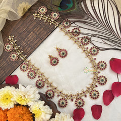 Vriksham Antique Finish Gold Round Floral Long Neckpiece-G19169