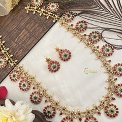 Vriksham Antique Finish Gold Round Floral Long Neckpiece-G19169