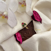 Vriksham Antique Jadau Kundan Nath-Red Green & White-Pearls-J3022