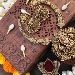 Vriksham Antique Gold Lakshmi & Peacock Nakshi Temple Hasli-G21500