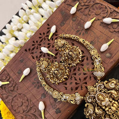 Vriksham Antique Gold Lakshmi & Peacock Nakshi Temple Hasli-G21500