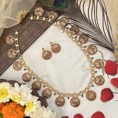 Vriksham Antique Finish Gold Round Peacock Design Long Neckpiece-G19170