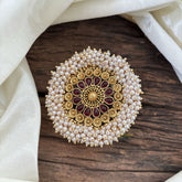 Antique Cluster Pearl Billai-Bun Billai -Flower-Red-G10376