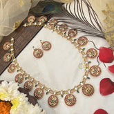 Vriksham Antique Finish Gold Round Peacock Design Long Neckpiece-G19170