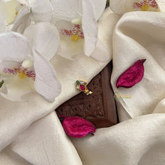 Vriksham Antique Jadau Kundan Nath-Red White & Green-Pearls-J3033