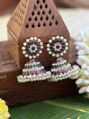 Vriksham Precious Black Polish Kemp Jhumka-Pearl-G17948