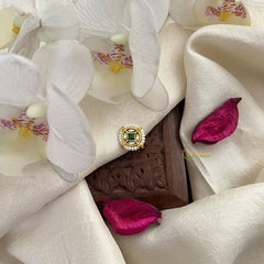 Vriksham Unique Circle Green Jadau Kundan Nath-Pearls-J3011