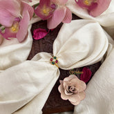 Vriksham Small Flower Jadau Kundan Finger Ring-Red Green-J3673