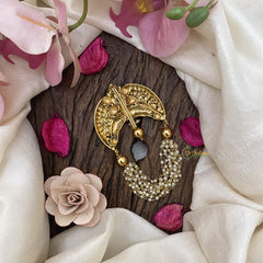 Vriksham Gold Look Alike Floral Single Jada Billai- Pearls-Red-G15959