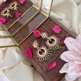 Vriksham Elegant Floral Earring-Red White-Pastel Green Beads-G18243