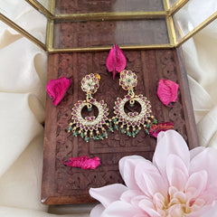 Vriksham Elegant Floral Earring-Red White-Pastel Green Beads-G18243