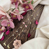 Vriksham Classic Floral Style Gold Look Alike Pearls Drop Anklets-Red White-G20795