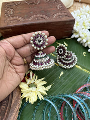 Vriksham Precious Black Polish Kemp Jhumka-Pearl-G17948