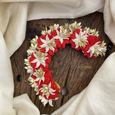 Vriksham Red & White Veni with Beads- Flower Accessory-H886