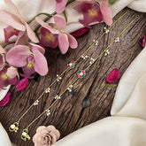 Vriksham Diagonal Style Gold Look Alike Pearls Drop Anklets-Red Green & White-G20797