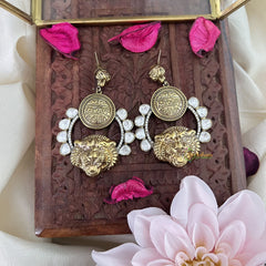 Vriksham Black Polish Tiger Face Sabyasachi Inspired Earring-Mossanite-G18230