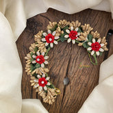 Vriksham Bridal Red Rose Veni with Gold Beads-Flower Accessory-H877