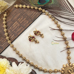 Vriksham Traditional Gold Lakshmi Pendant Haram Neckpiece-Gold Bead-G19167