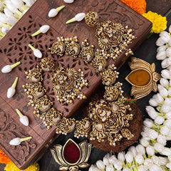 Vriksham Elegant Lakshmi With Peacock Feather Temple Short Neckpiece-G21503